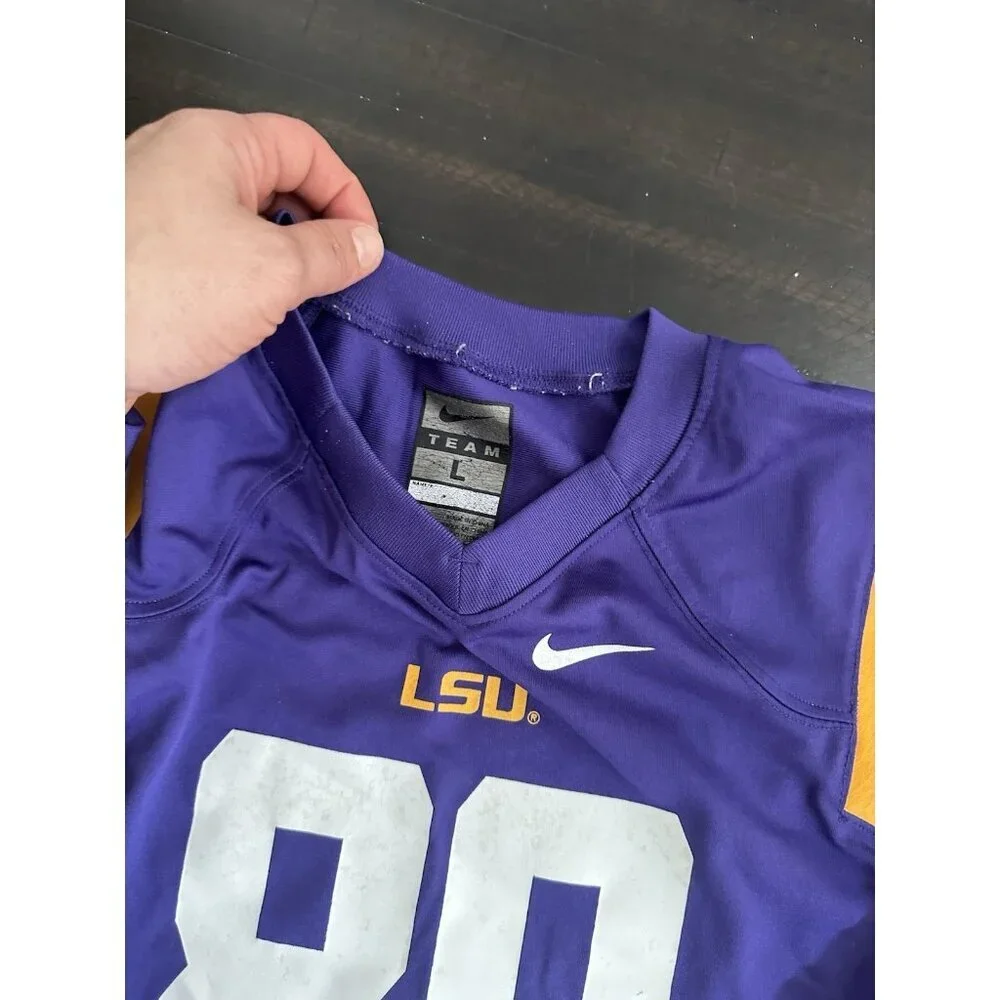 LSU Tigers NCAA Nike Team Purple Football Jersey #80 Youth Boys Kids Sz S Large